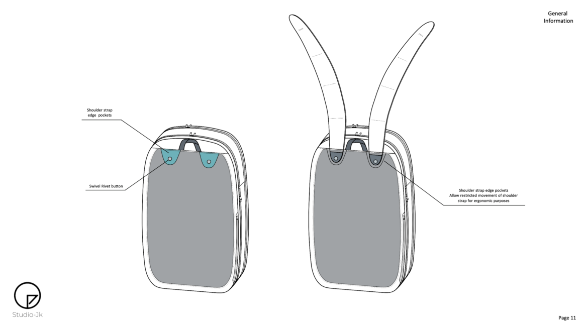 Swivels on the shoulder straps for ultimate comfort/carry-ability